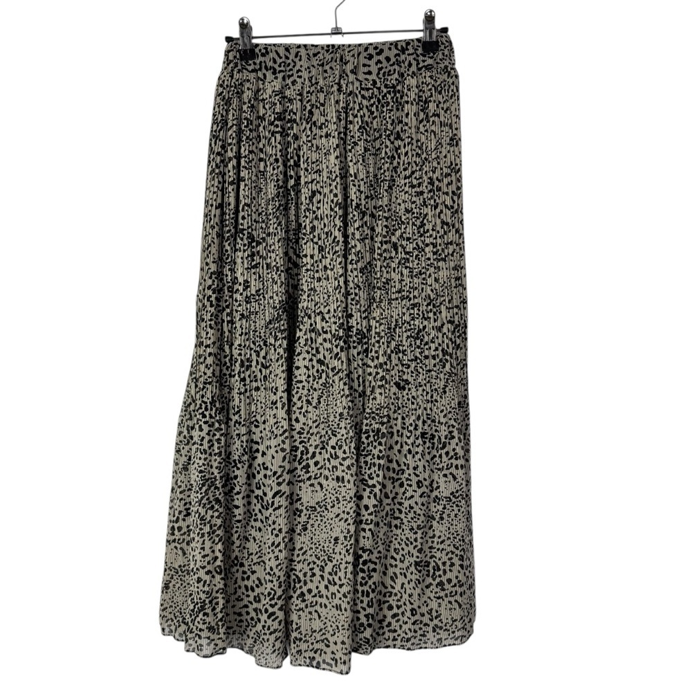 Boutique Tan Speck Leopard Pleated Maxi Skirt S
